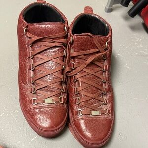 Balenciaga Men's Red Leather Sneakers
